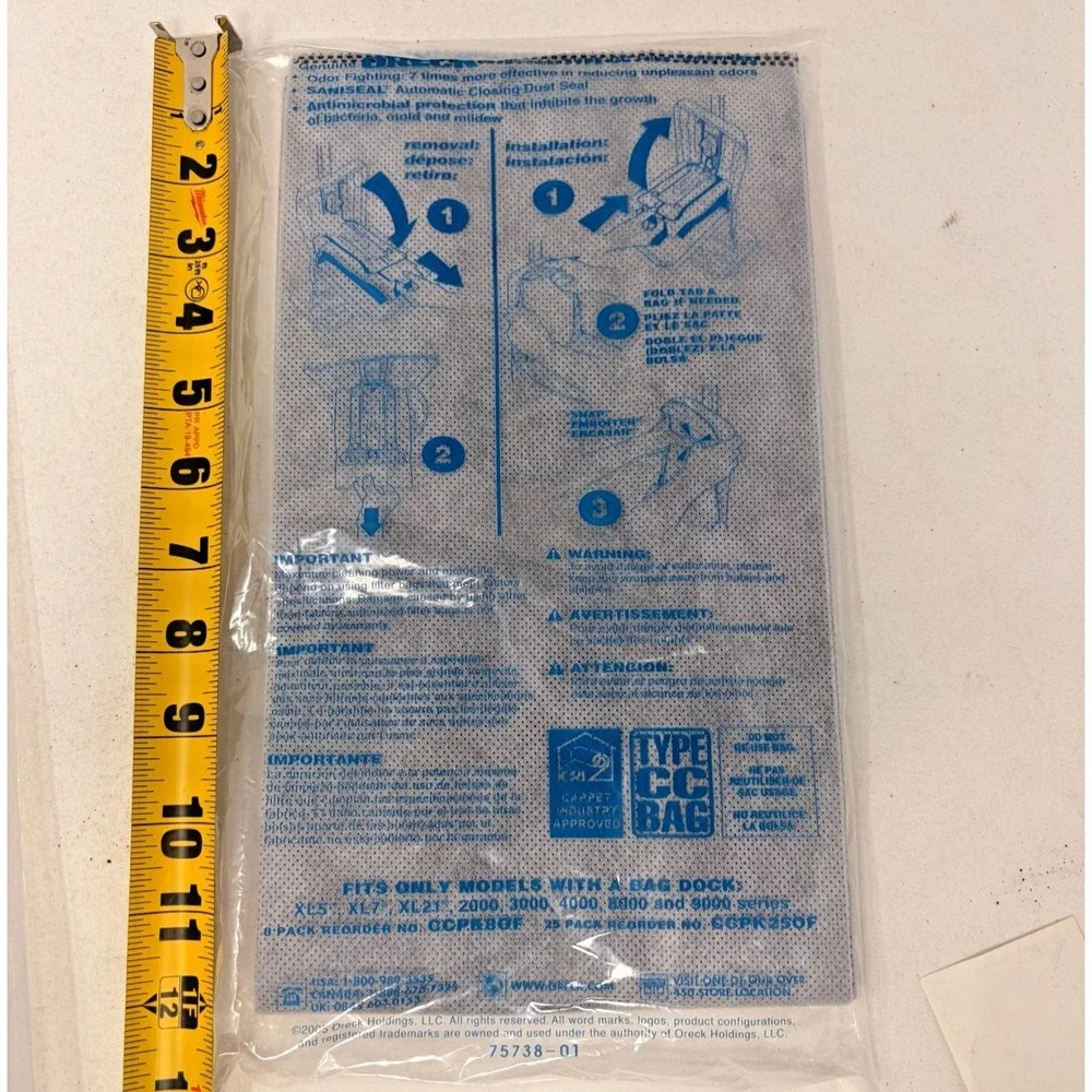 7 Bags Oreck Type CC Hypo-Allergenic Vacuum Bags CCPK80F XL21 XL7 XL5 NEW